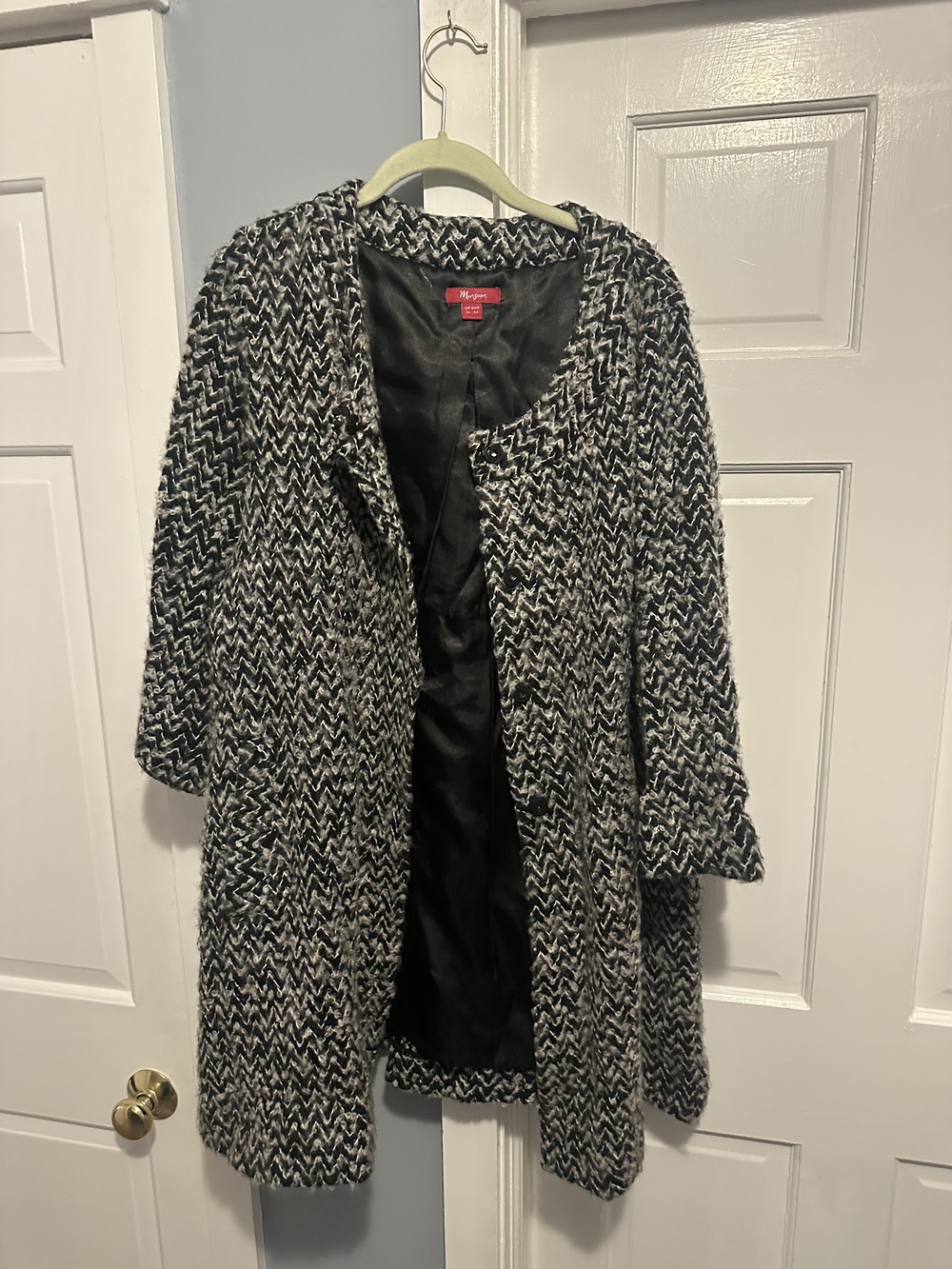 Monsoon Black & White Bouclé Coat